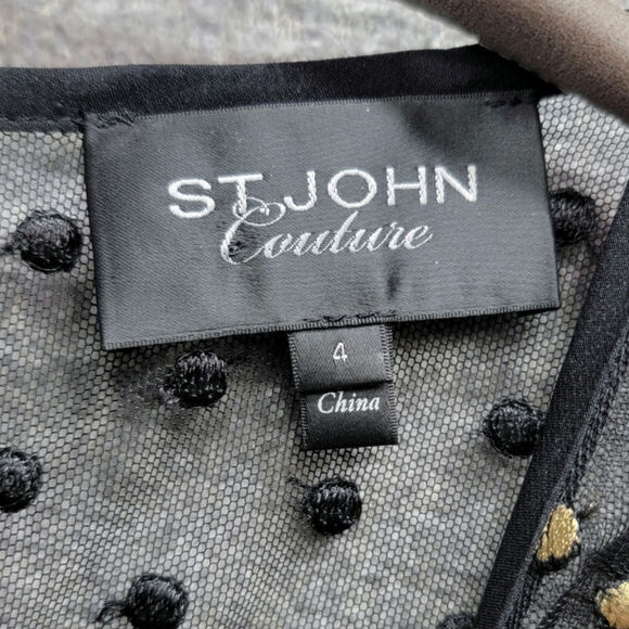 ST. JOHN COUTURE SHEER POLKA DOT TOP, SIZE 4 - Picture 4 of 7